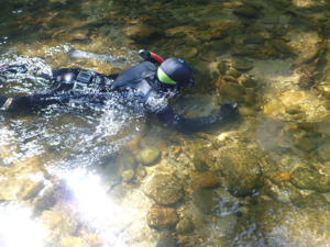 Gary Pandolfi in the field with wet suit and snorkeling gear