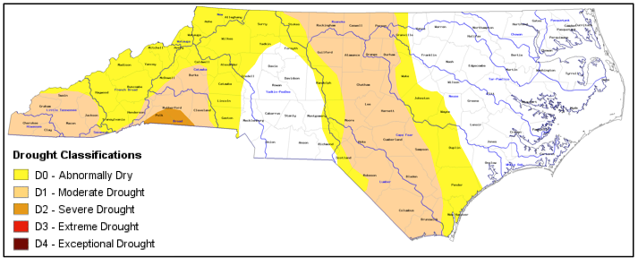 2011 drought map of North Carolina