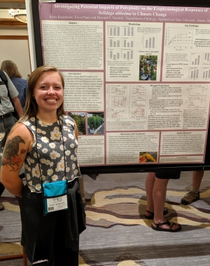 Katie Krogmeier with poster at Botany 2019